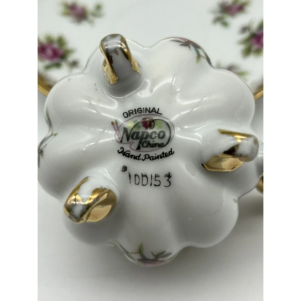 Vintage Napco Hand Painted Three Footed Demitasse Teacup and Saucer